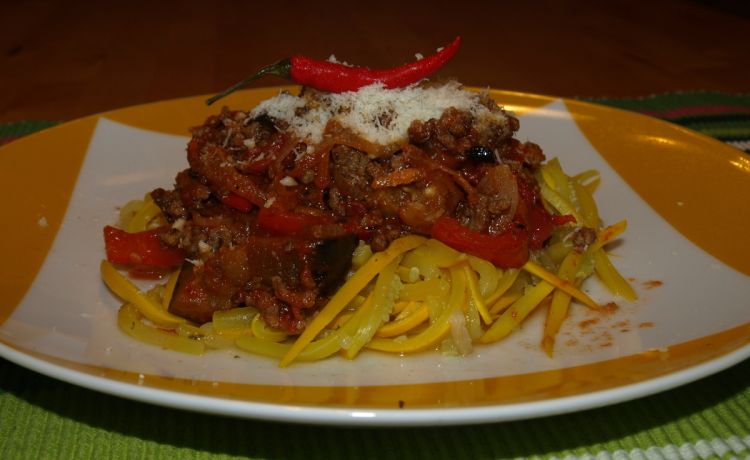 No-Carb Spaghetti mit Fleischsoße