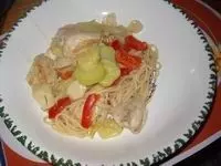 Spaghetti mit Huhn und Gorgonzola