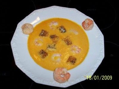 Karottencreme Rezept, Nikas Karottencreme Mit Riesengarnelen Und Kräutercroûtons