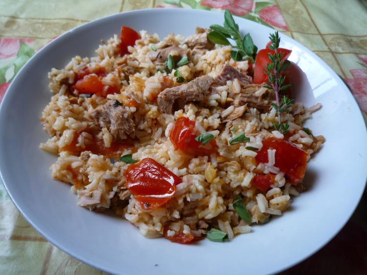 Thunfisch-Tomaten-Reispfanne