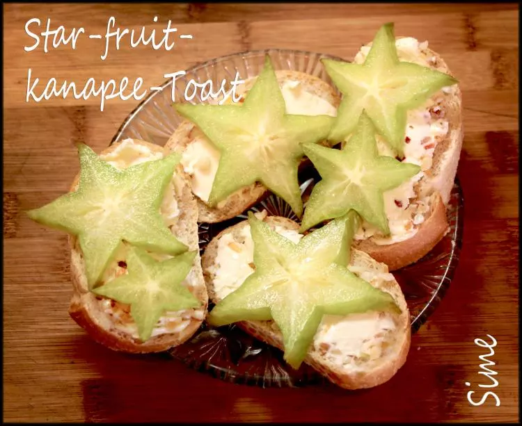 Star-fruit-kanapee-Toast "carambola on nutty cream cheese"