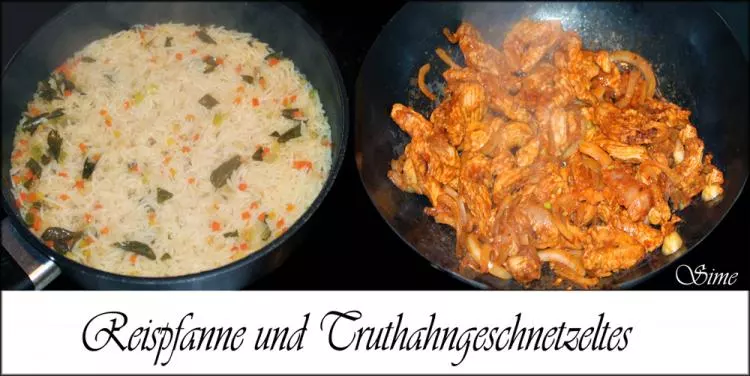 Reis-Gemüse-Teller mit Zaziki und geschnetzeltem Truthahn-Gyros
