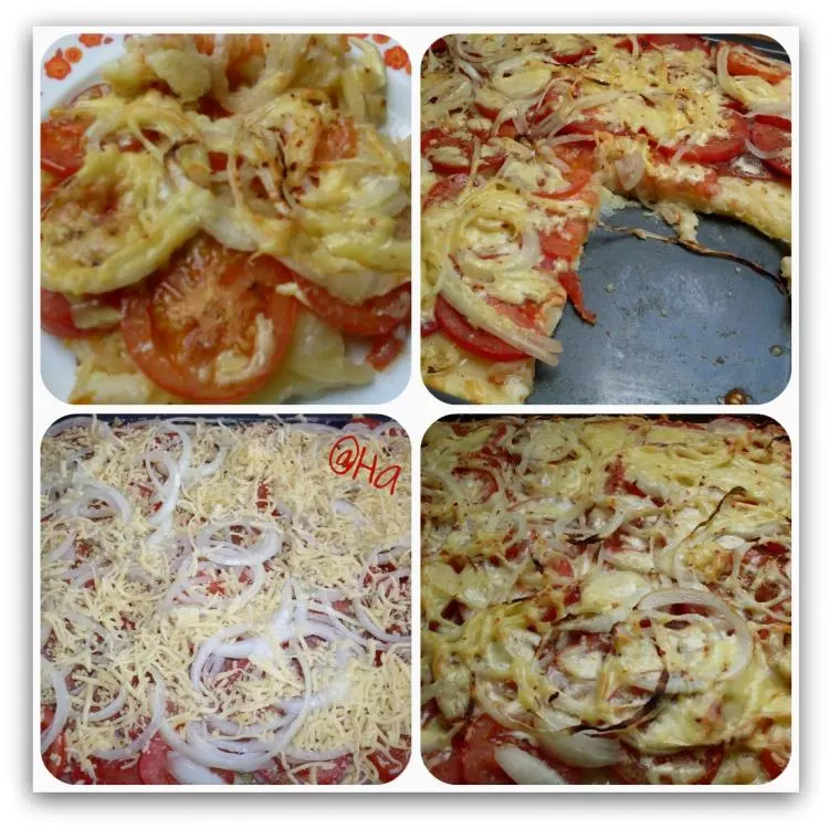 Kartoffel-Pizza mit Paprika und Tomate