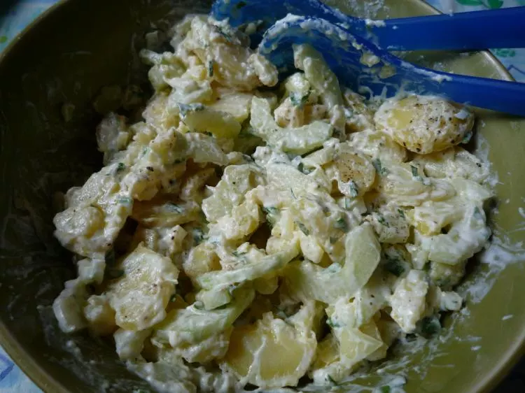 Fischfrikadellen mit Kartoffel-Gurken-Salat