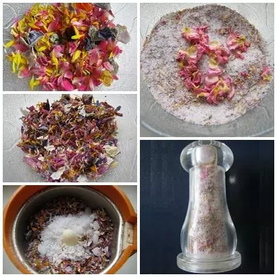 Salz mit Blütenmischung