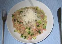 Zucchini-Risotto mit Nordseekrabben