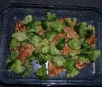 Überbackenes Putenschnitzel mit frischen Champignons und Broccol